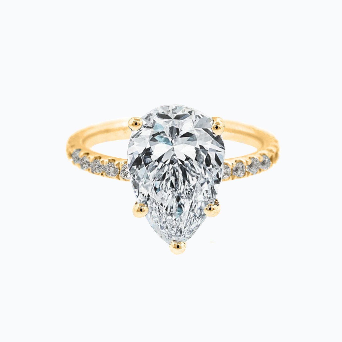 3.0 CT Pear Hidden Halo CVD F/VS2 Diamond Engagement Ring