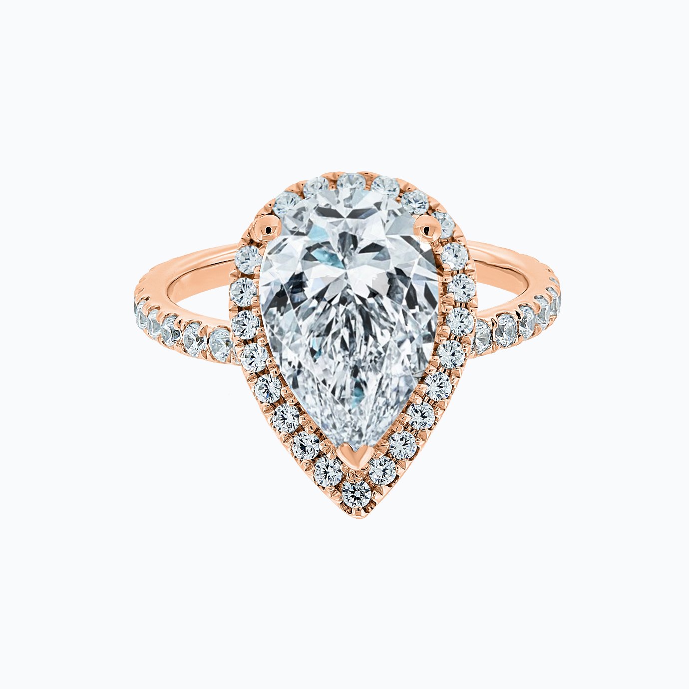 3.0 CT Pear Halo CVD F/VS2 Diamond Engagement Ring