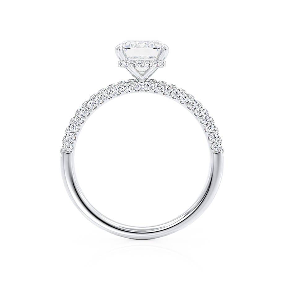 1.75 CT Emerald Hidden Halo & Pave Lab Grown Diamond Engagement Ring