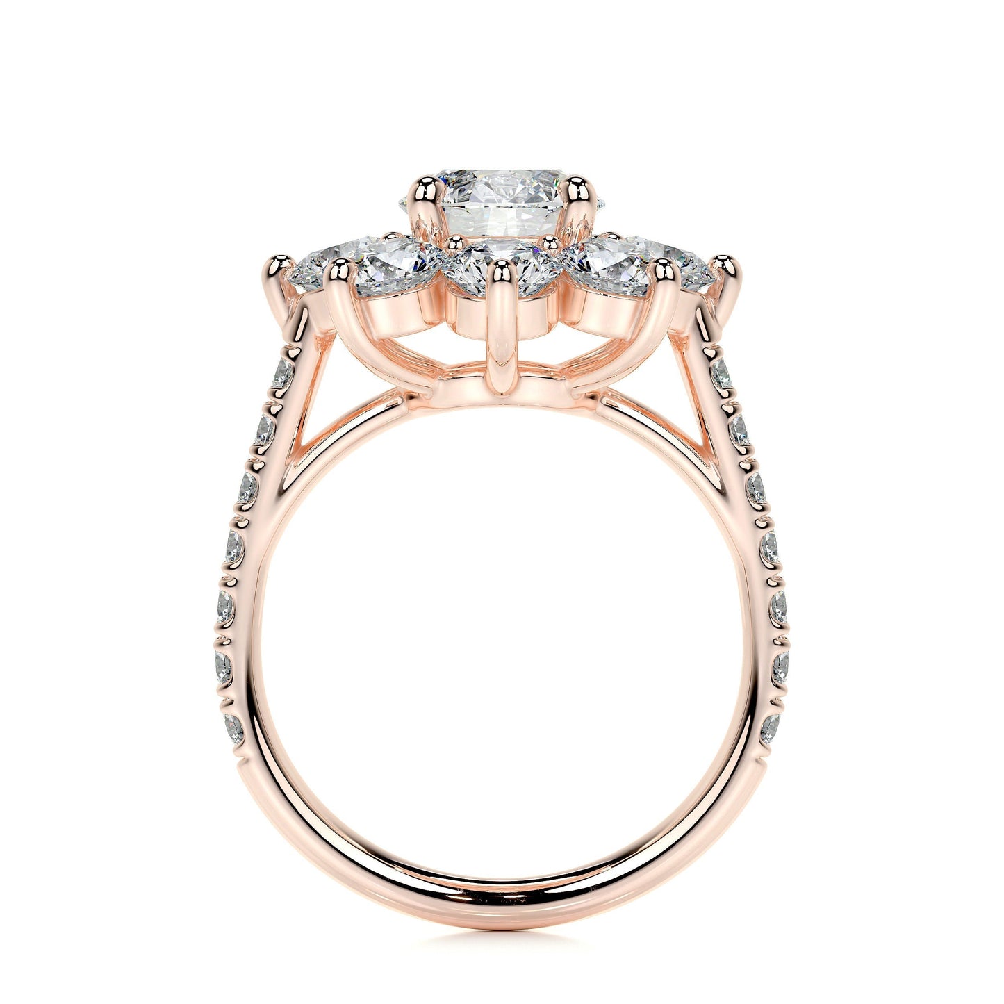 0.80 CT Round Floral Halo CVD H/SI1 Diamond Engagement Ring
