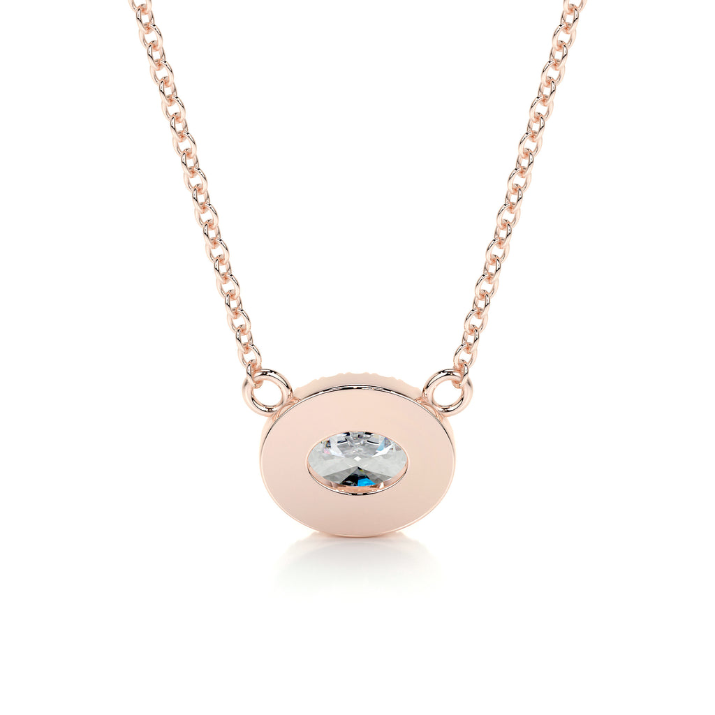 1.0 CT Oval Halo CVD F/VS Diamond Necklace