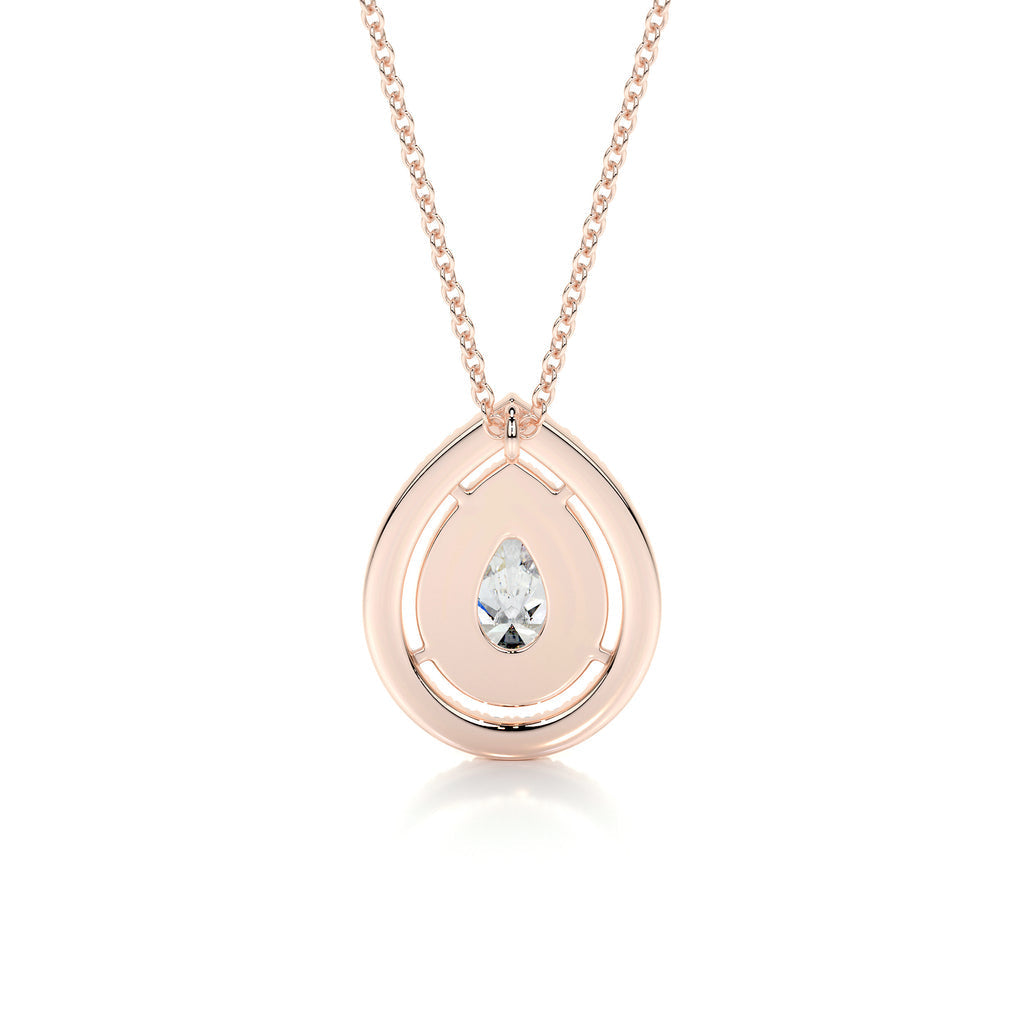 1.0 CT Pear Double Halo CVD F/VS Diamond Necklace