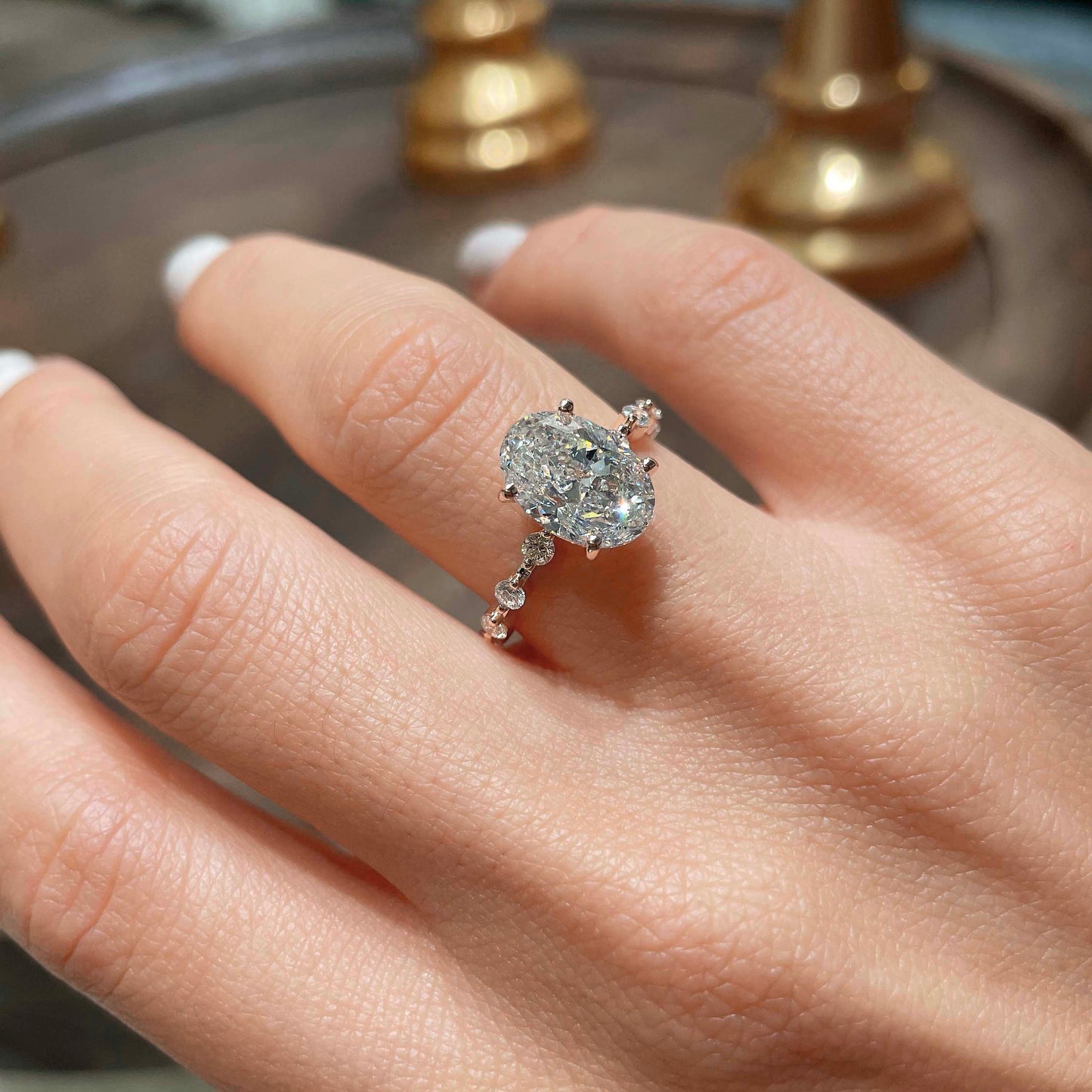 3.0 CT Oval Solitaire CVD E/VS1 Diamond Engagement Ring