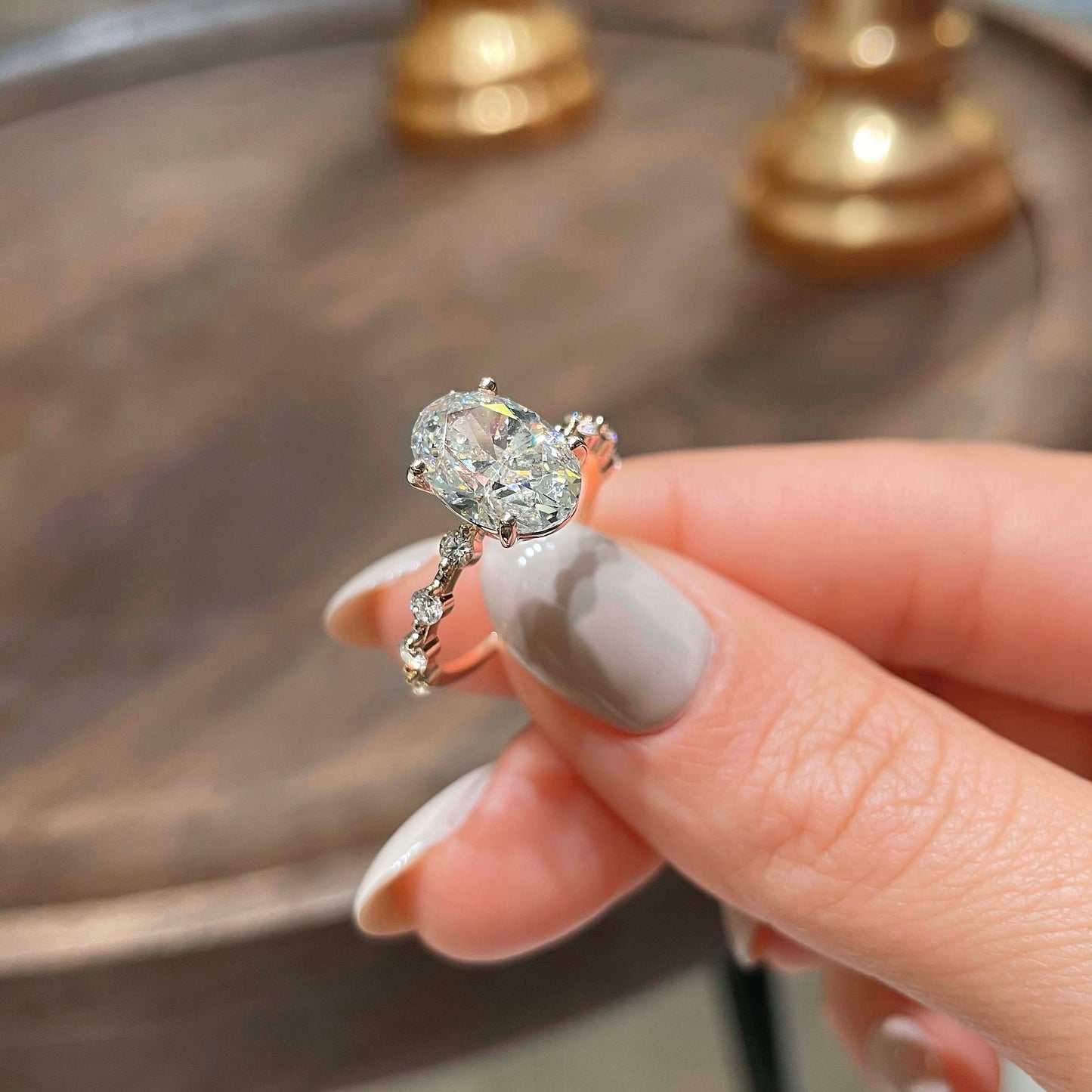 3.0 CT Oval Solitaire CVD E/VS1 Diamond Engagement Ring