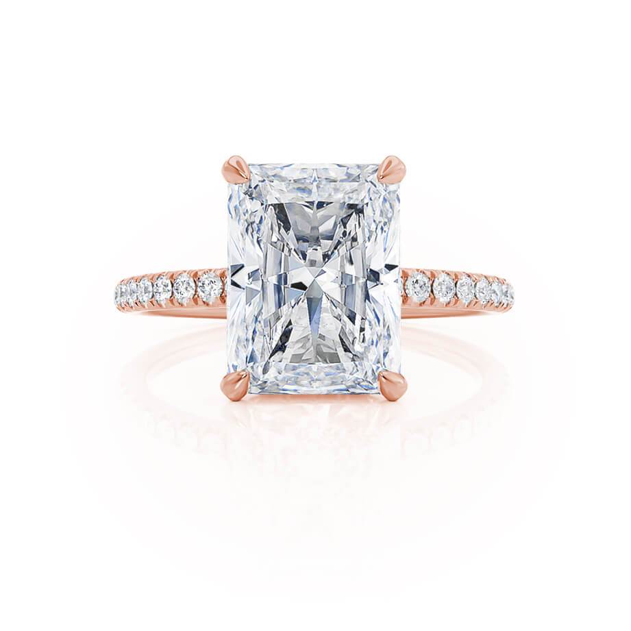 1.8 CT Radiant Hidden Halo & Pave Lab Grown Diamond Engagement Ring