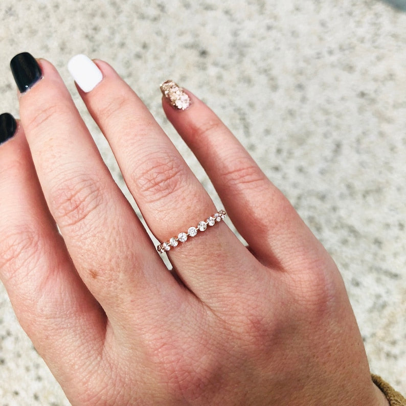 0.60 CT Round Half Eternity EF/VS1 Diamond Engagement Ring