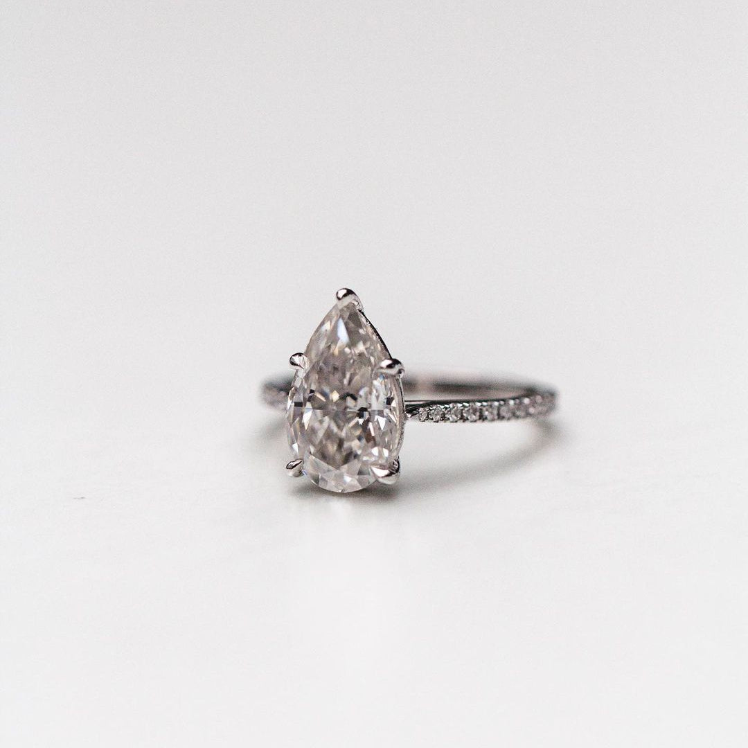 4.1 CT Pear Pave Lab Grown Diamond Engagement Ring