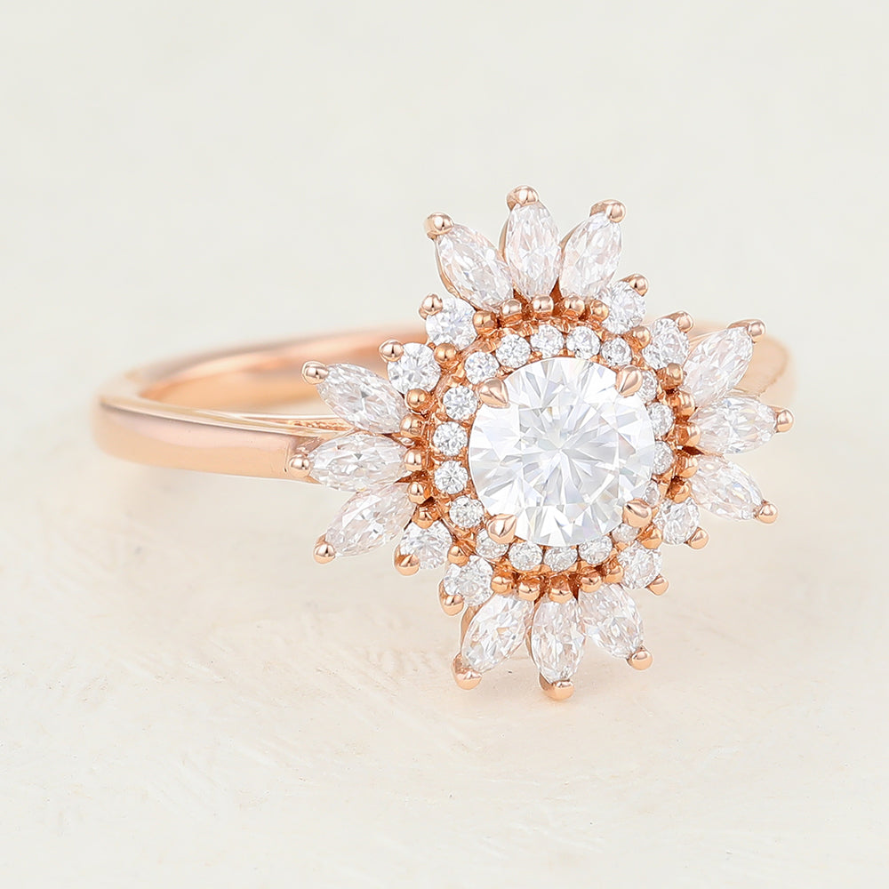 0.41 CT Round Cluster Lab-Grown Diamond Engagement Ring