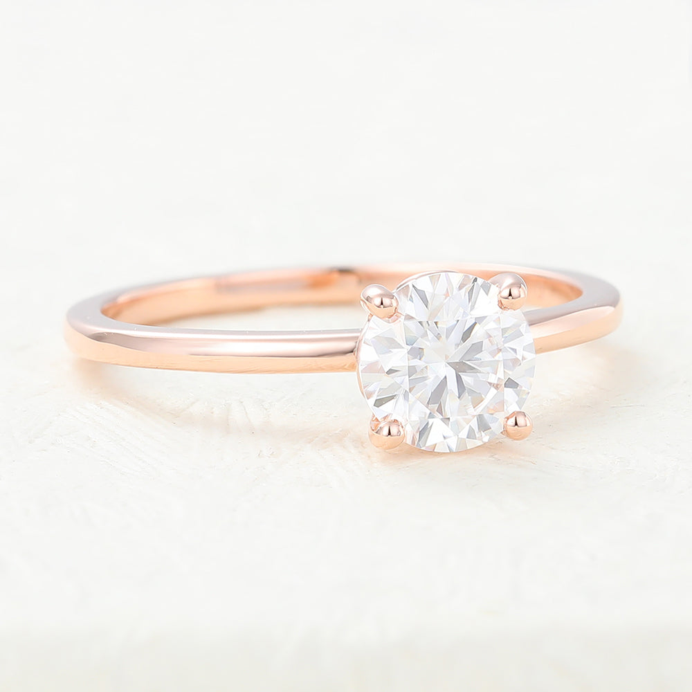 0.68 CT Round Solitaire Moissanite Engagement Ring
