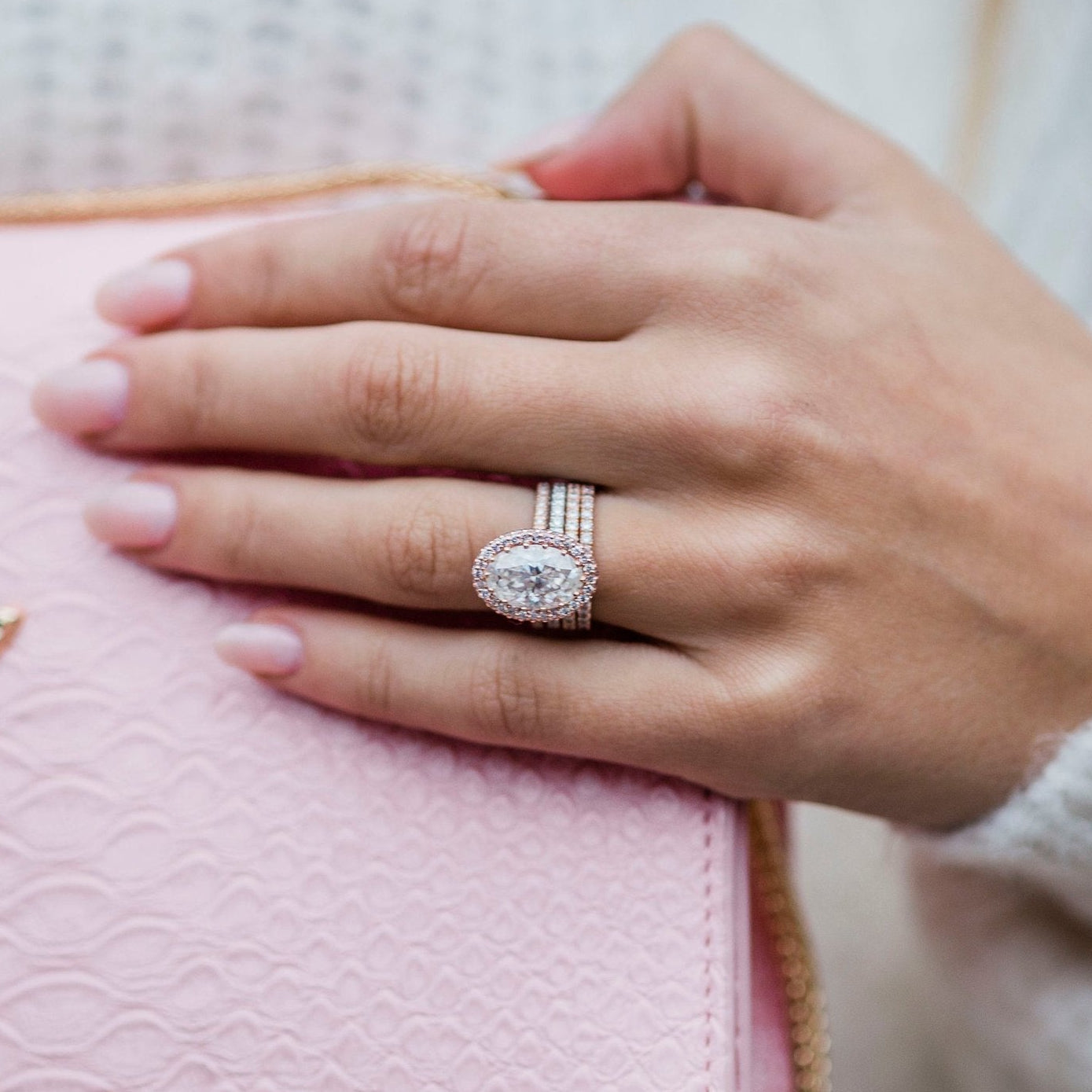 3.9 CT Oval Halo & Pave Lab Grown Diamond Engagement Ring