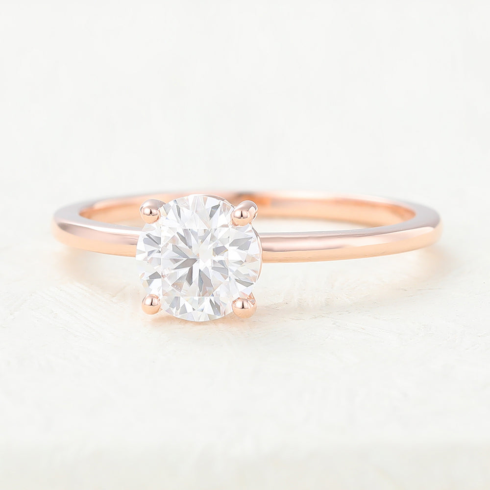 0.68 CT Round Solitaire Moissanite Engagement Ring
