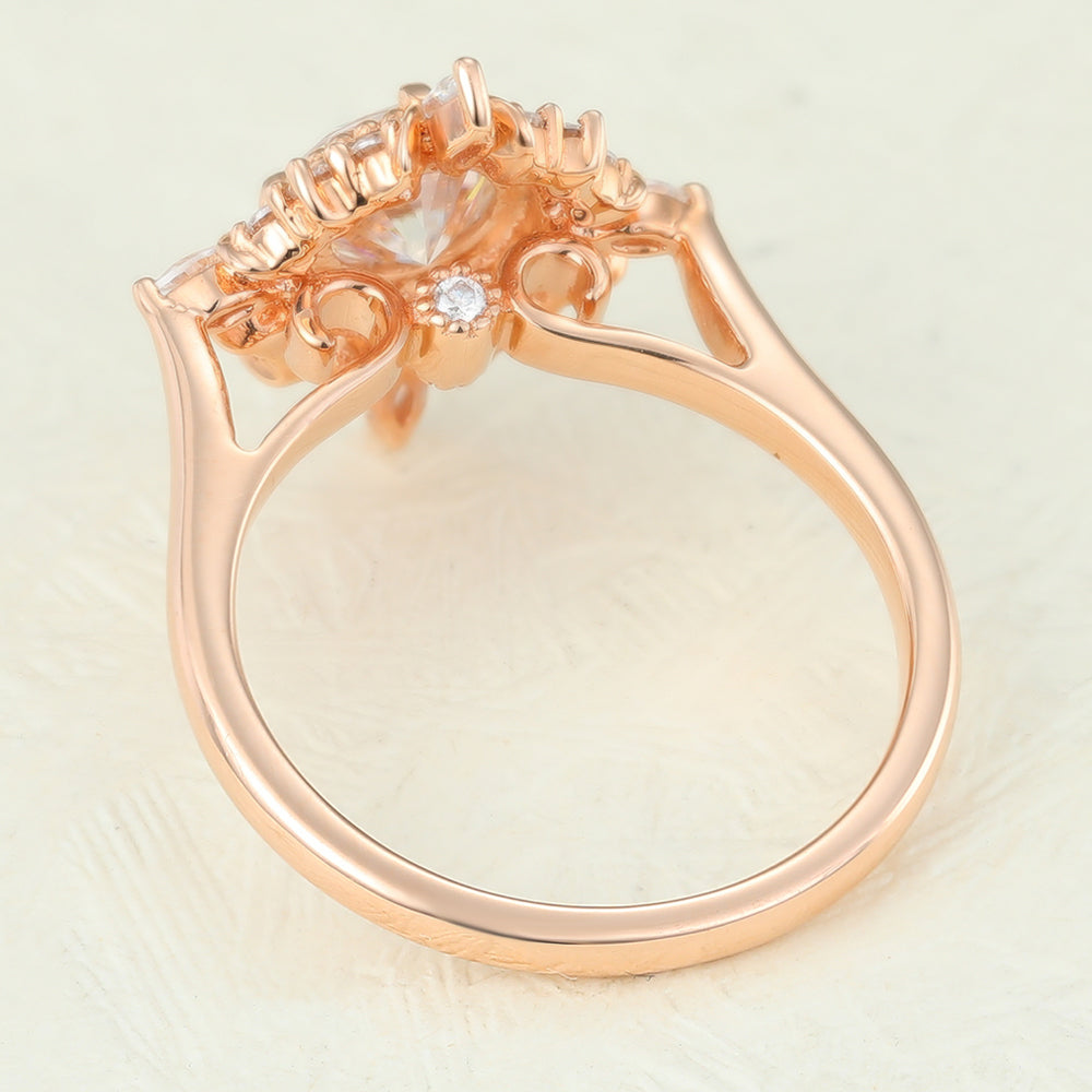 0.68 CT Round Vintage Cluster Lab-Grown Diamond Engagement Ring