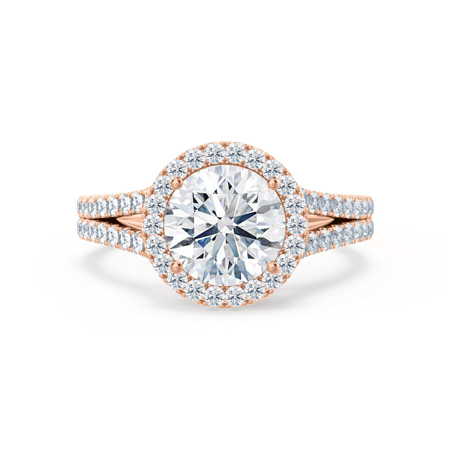 0.50 CT Round Halo CVD F/VS1 Diamond Engagement Ring