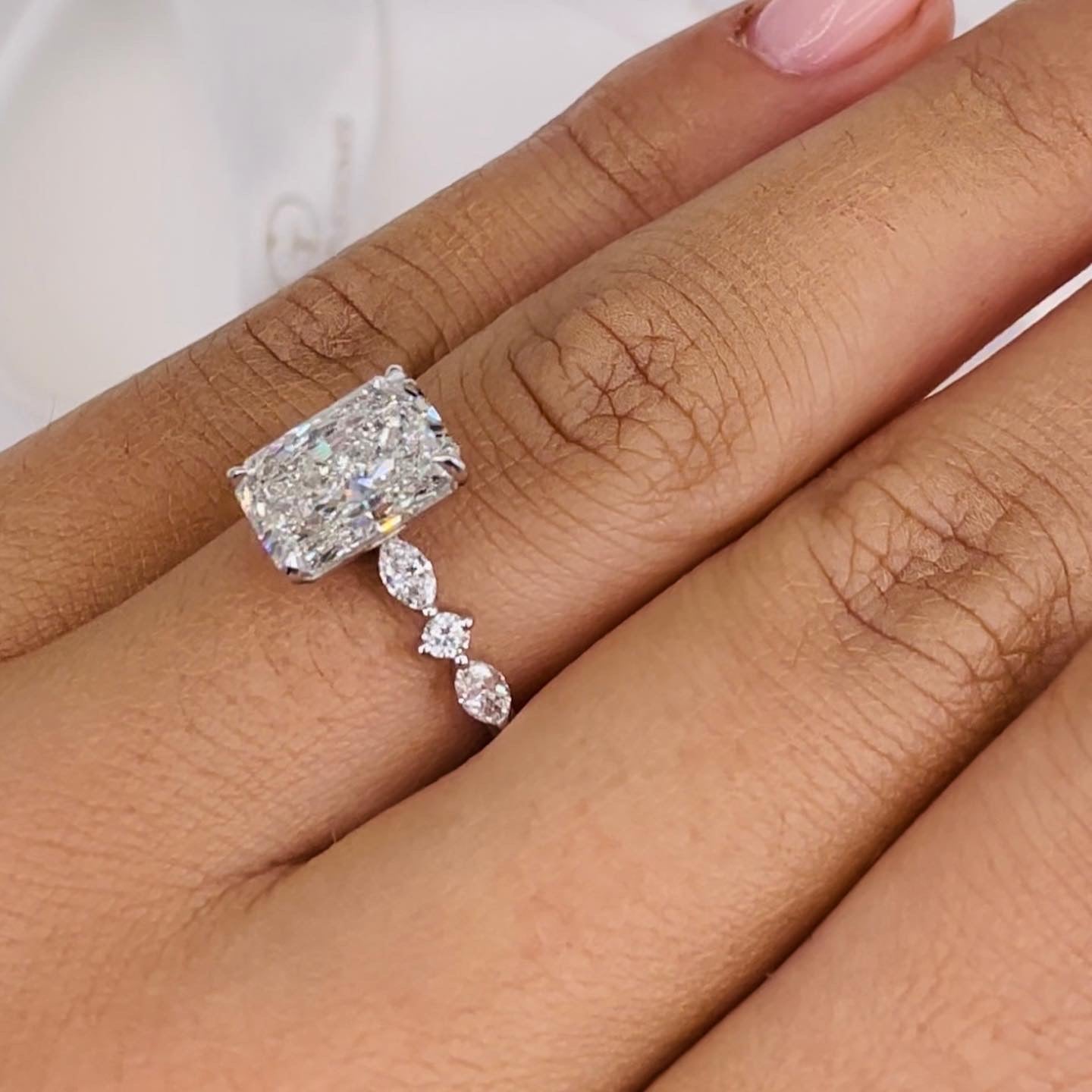 4ct Radiant G- VS Dainty Diamond Engagement Ring