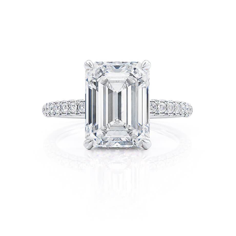 1.75 CT Emerald Hidden Halo & Pave Lab Grown Diamond Engagement Ring