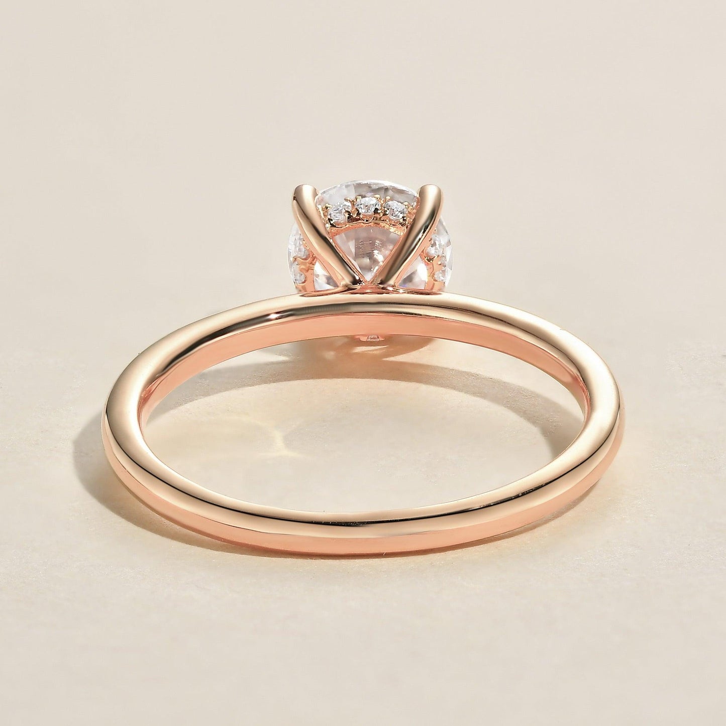 1 CT Round Hidden Halo Lab Grown Diamond Engagement Ring