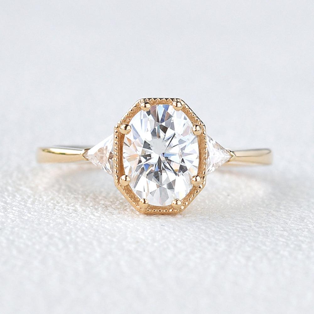 1.33 CT Oval Three Stone Lab Grown Diamond Engagement Ring
