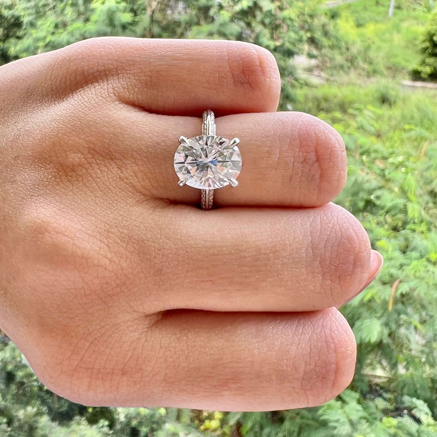 5.18 CT Oval Pave Moissanite Engagement Ring
