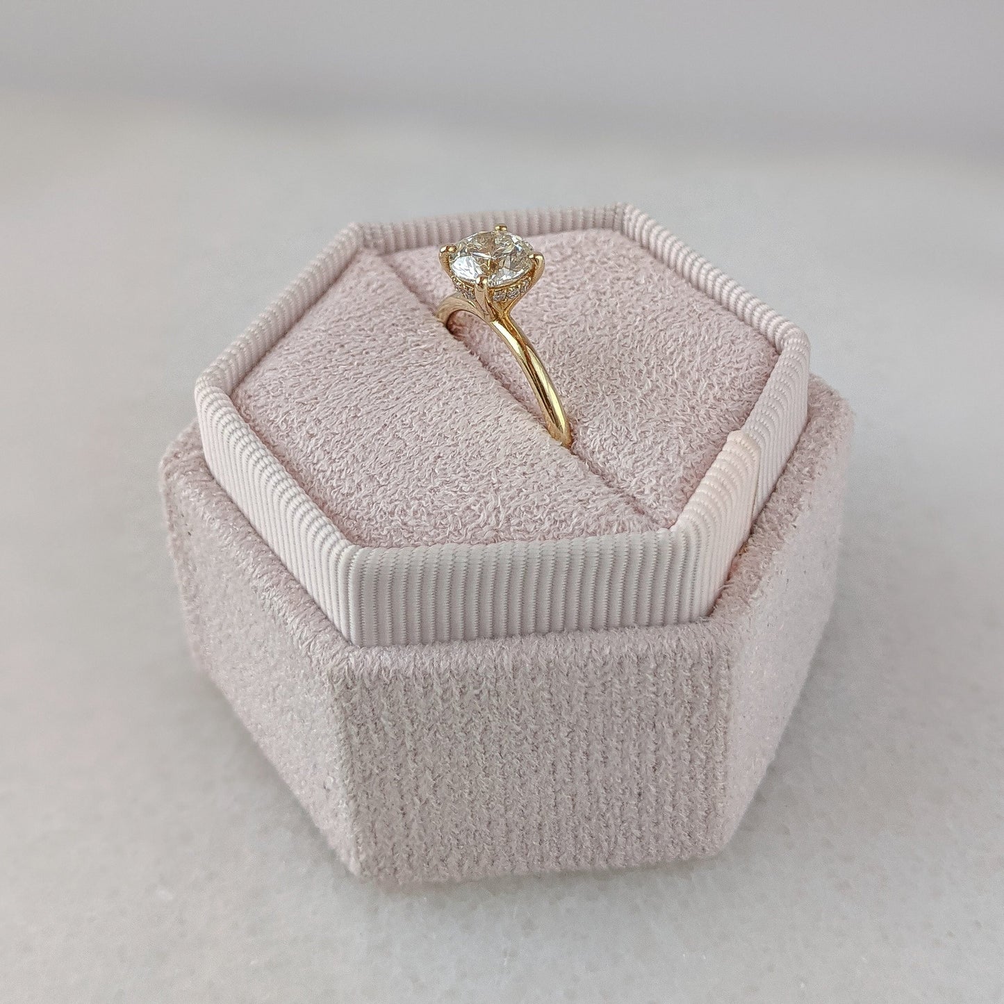 1.15 CT Round Hidden Halo CVD G/VS1 Diamond Engagement Ring