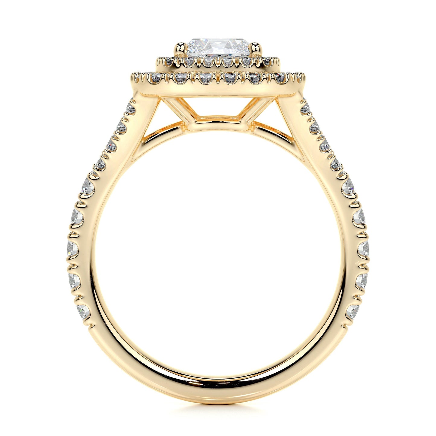 1.0 CT Cushion Double Halo CVD D/VS1 Diamond Engagement Ring