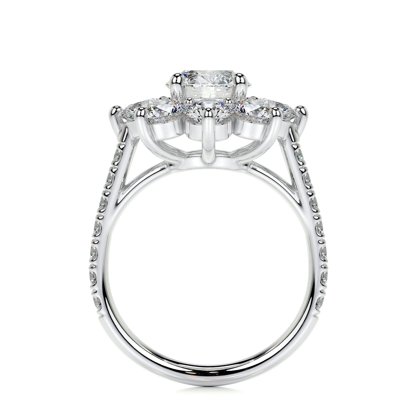 0.80 CT Round Floral Halo CVD H/SI1 Diamond Engagement Ring