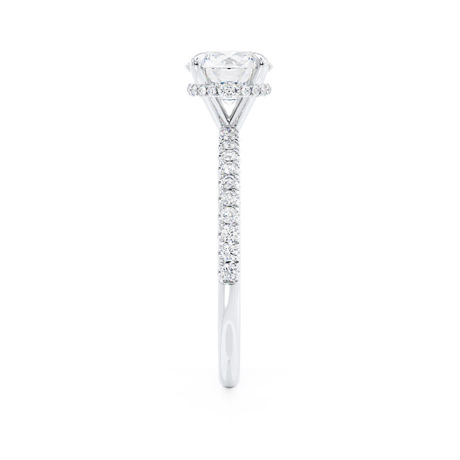 1.0 CT Round Hidden Halo CVD F/VS1 Diamond Engagement Ring