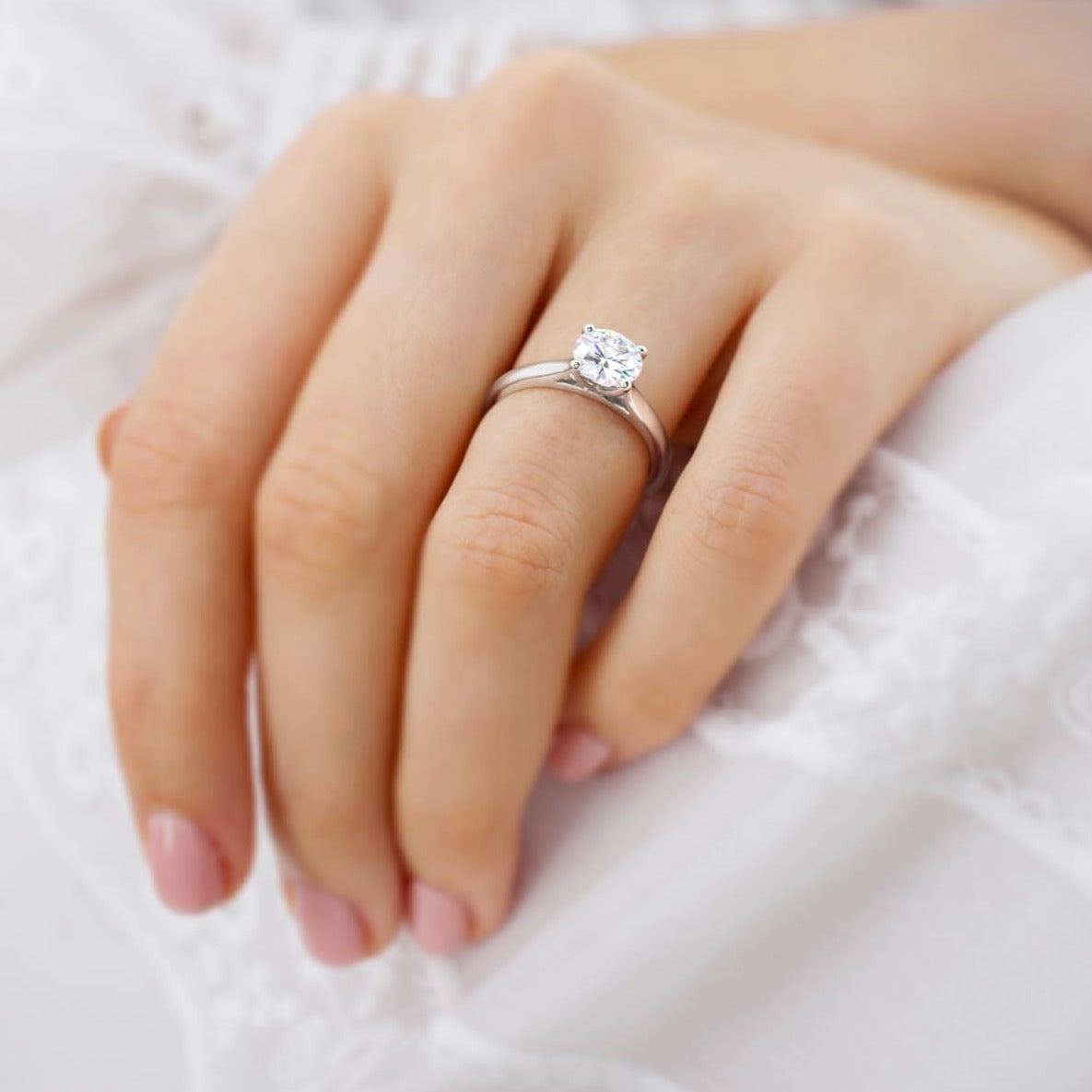 1.2 CT Round Solitaire Lab Grown Diamond Engagement Ring