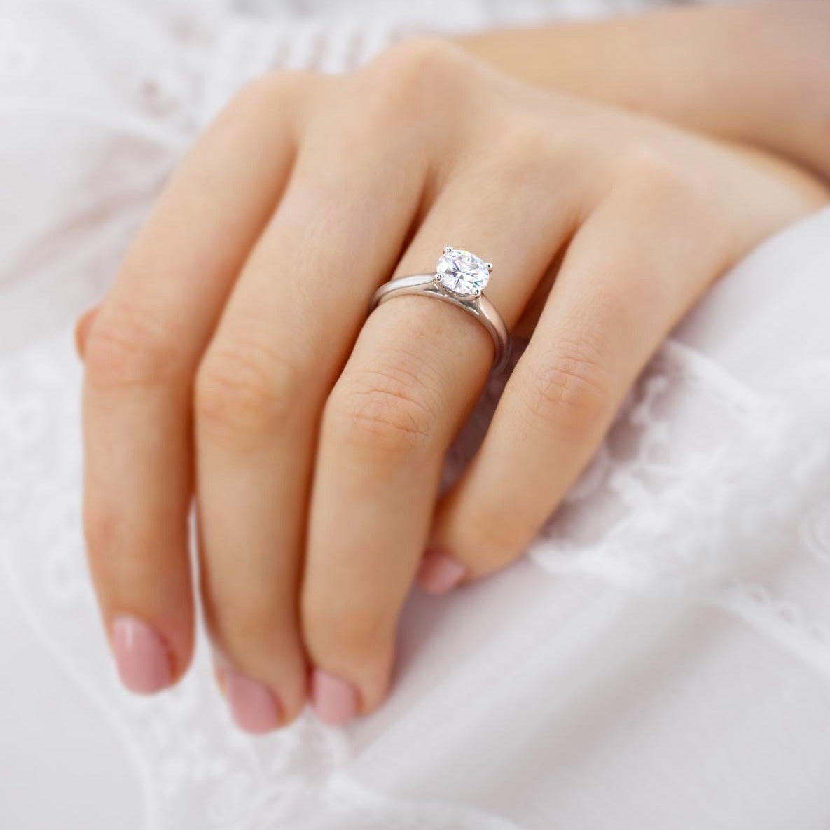 1.2 CT Round Pave Lab Grown Diamond Engagement Ring