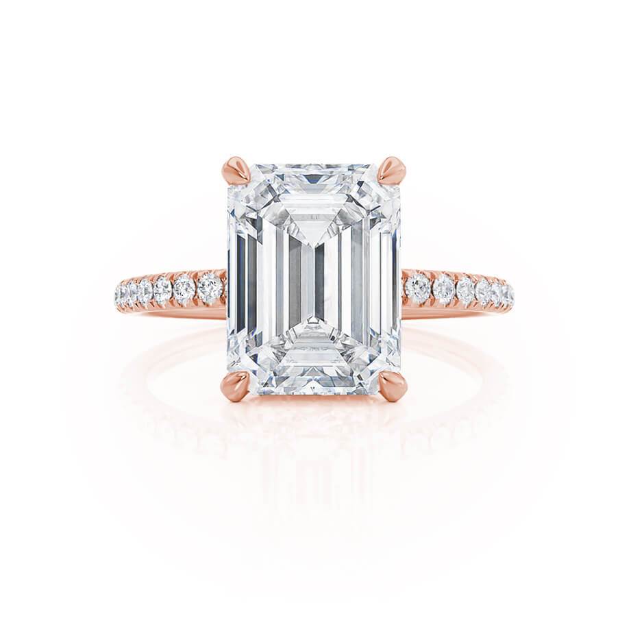 1.75 CT Emerald Hidden Halo & Pave Lab Grown Diamond Engagement Ring