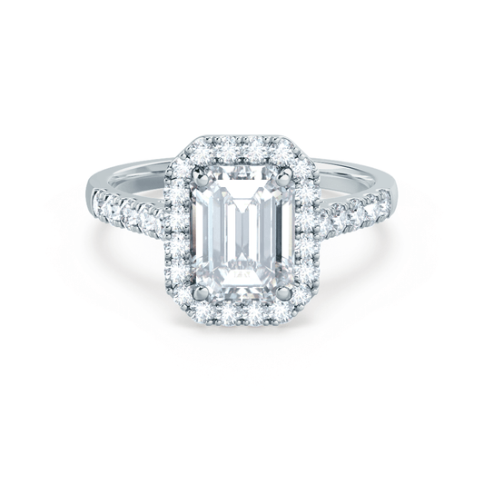 1.01 CT Emerald Halo CVD G/VS2 Diamond Engagement Ring