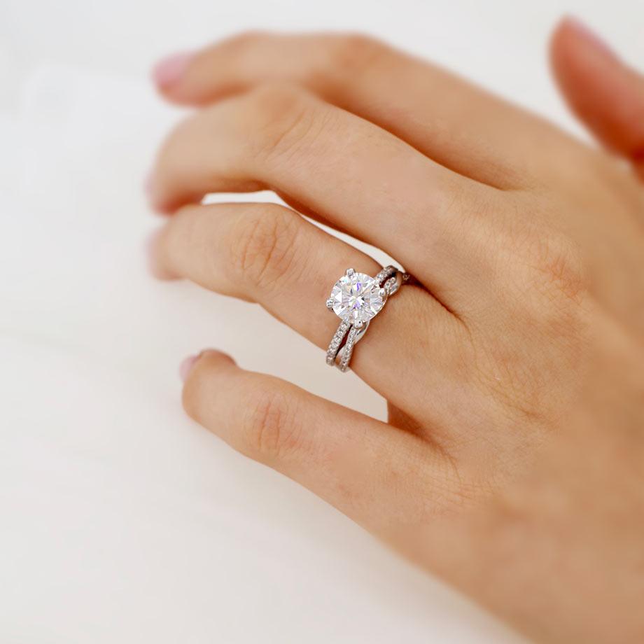 2 CT Round Pave Lab Grown Diamond Engagement Ring