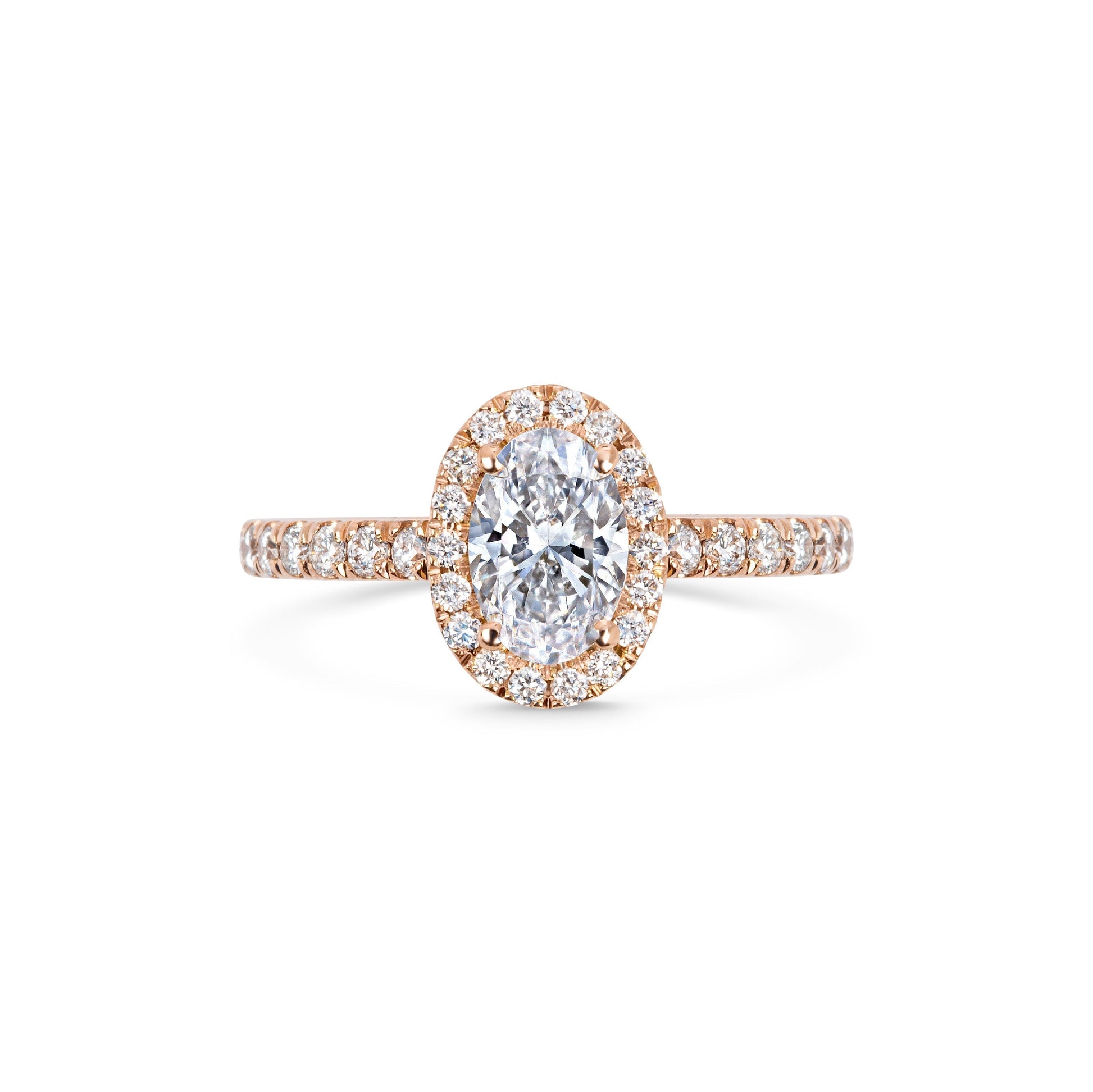 0.7 ct Oval F- VS1 Diamond Halo & Pave Engagement Ring