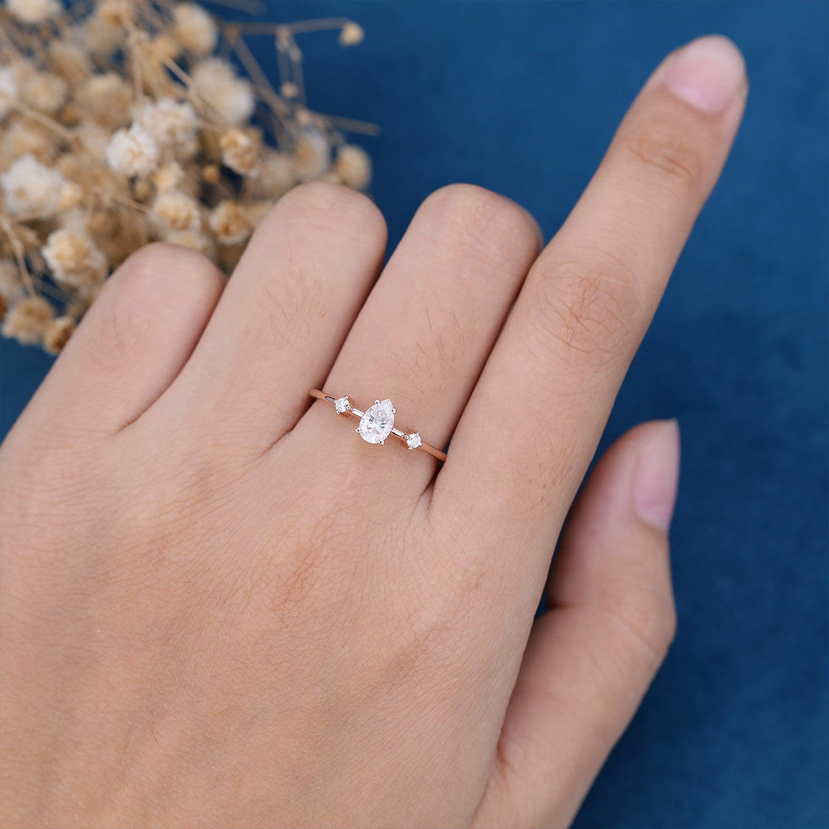 0.39 CT Pear Three Stone Lab Grown Diamond Engagement Ring