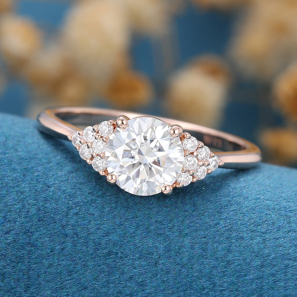0.68 CT Round Cluster Lab Grown Diamond Engagement Ring
