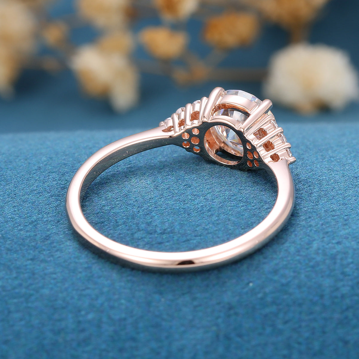 0.68 CT Round Cluster Lab Grown Diamond Engagement Ring