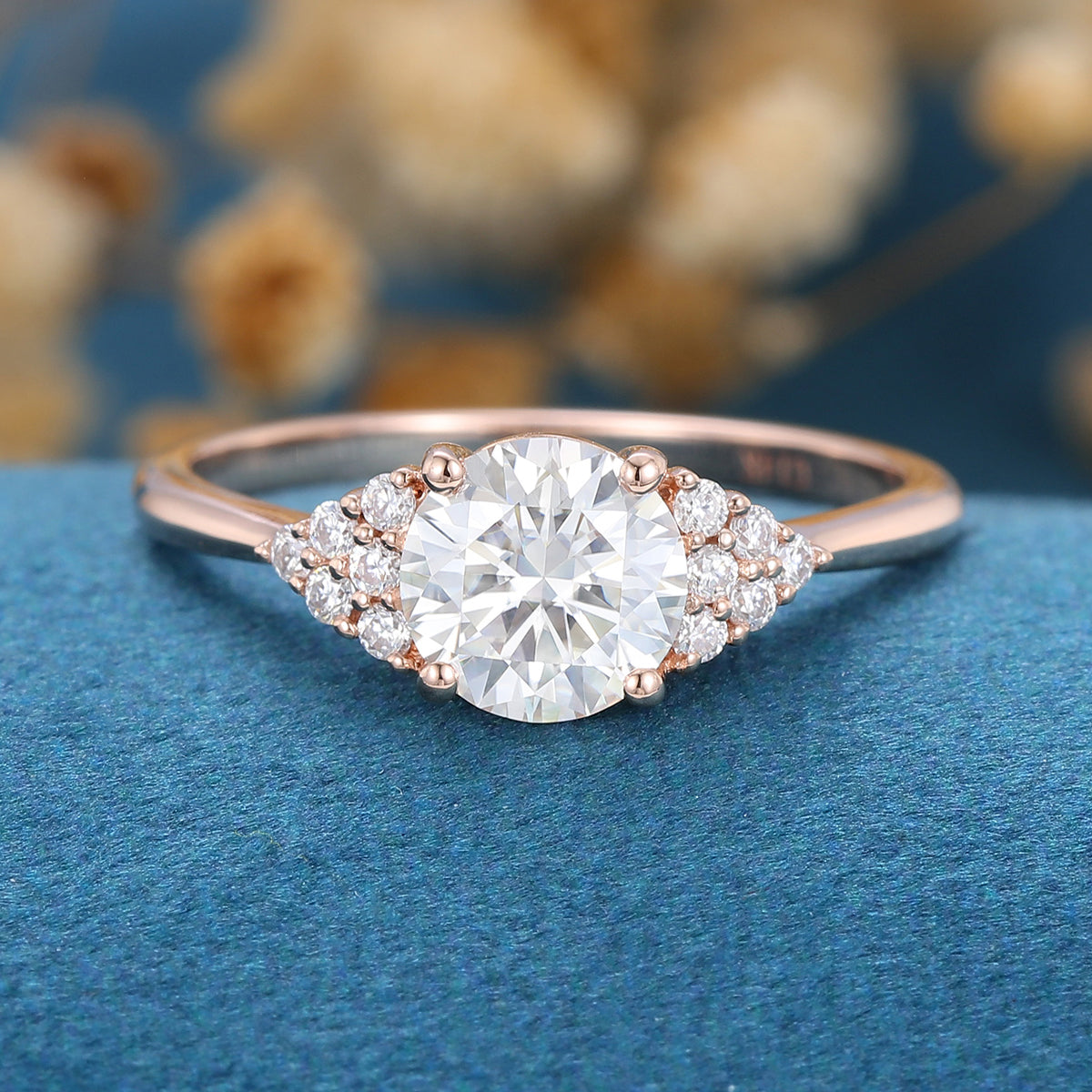 0.68 CT Round Cluster Lab Grown Diamond Engagement Ring