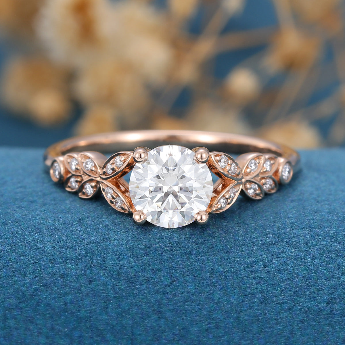 0.68 CT Round Vintage Cluster Lab Grown Diamond Engagement Ring