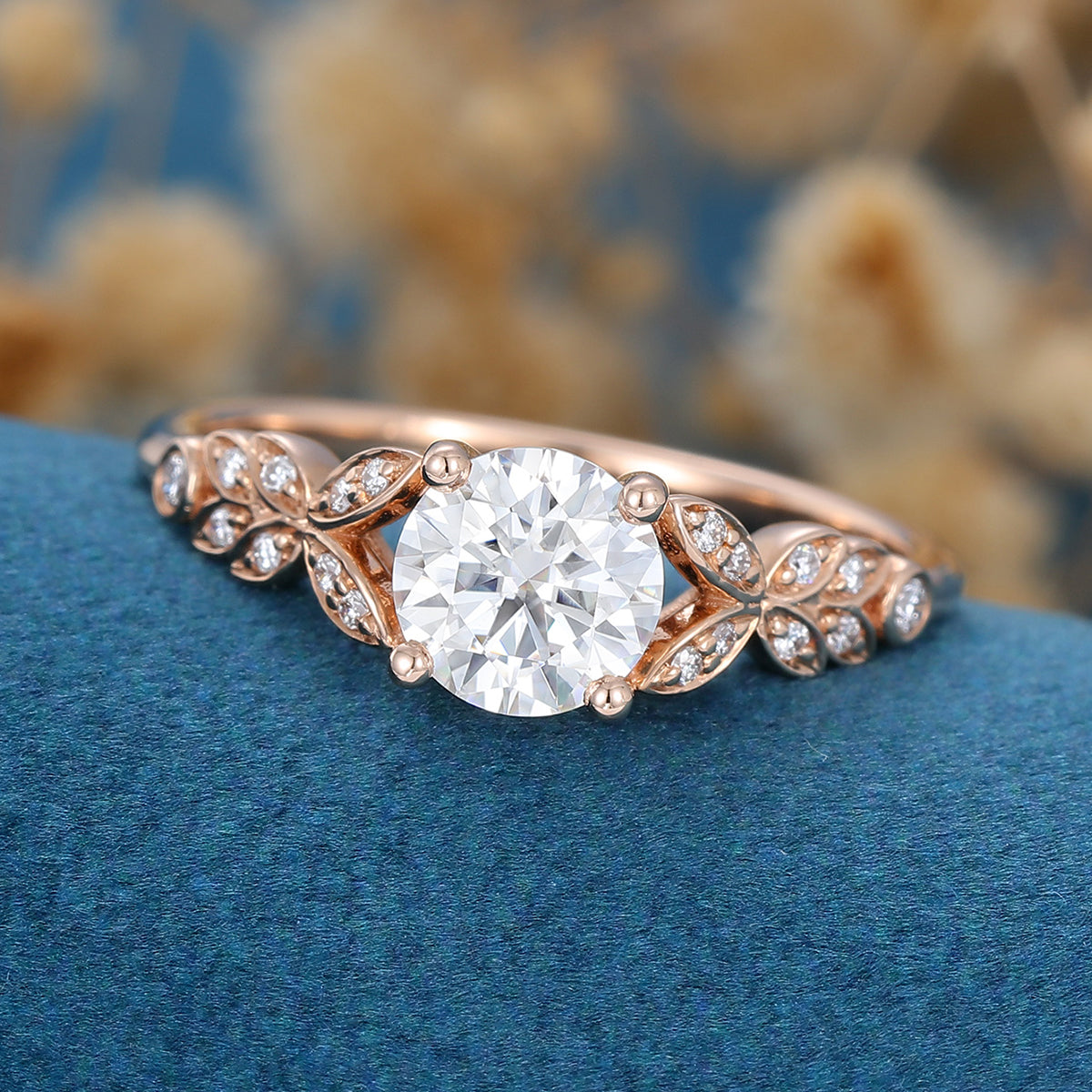 0.68 CT Round Vintage Cluster Lab Grown Diamond Engagement Ring
