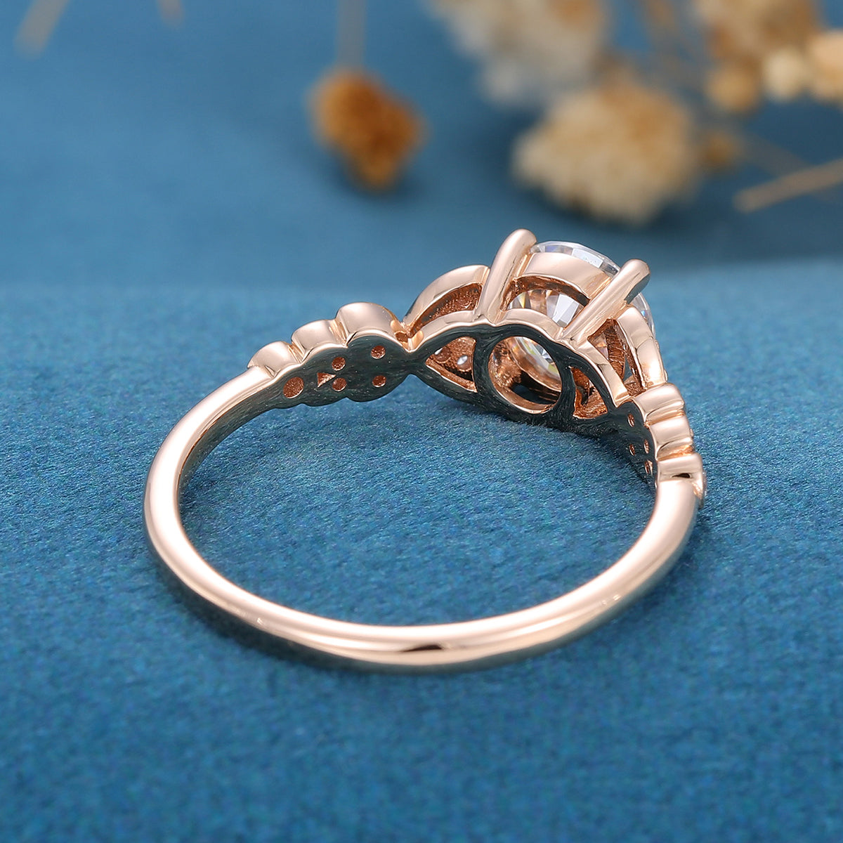 0.68 CT Round Vintage Cluster Lab Grown Diamond Engagement Ring