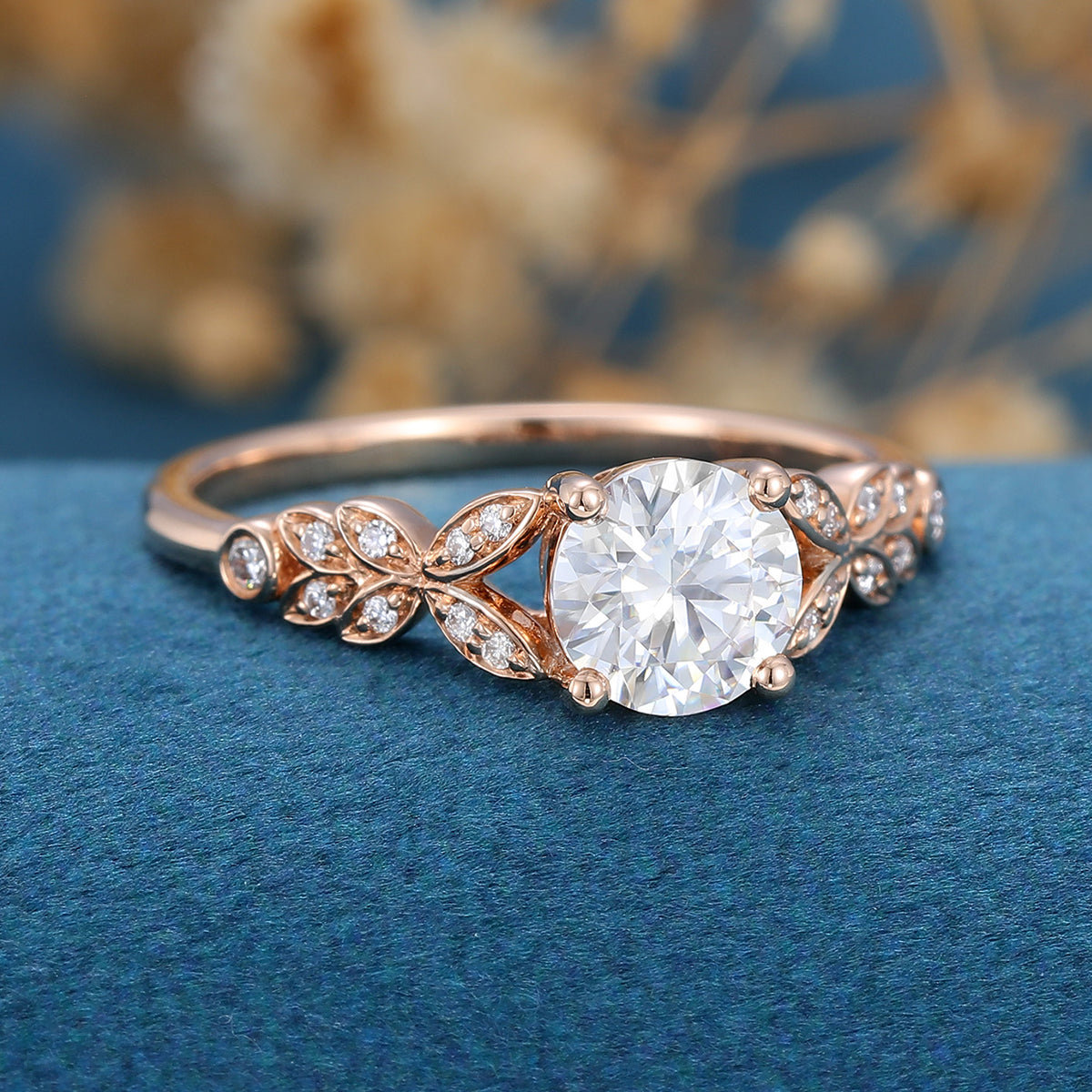 0.68 CT Round Vintage Cluster Lab Grown Diamond Engagement Ring