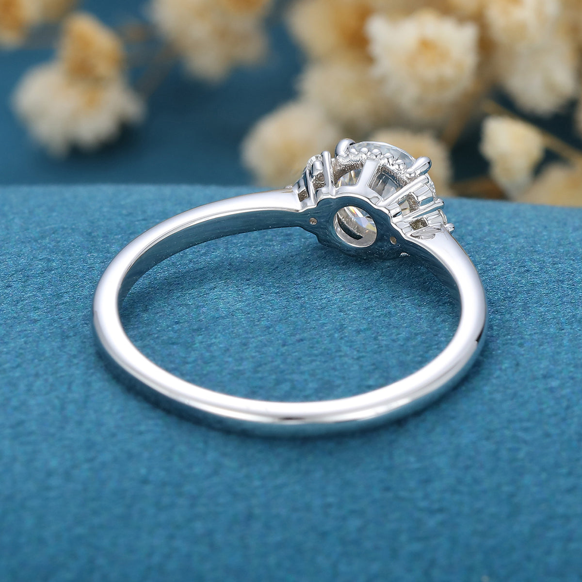 0.68 CT Round Cluster Lab Grown Diamond Engagement Ring