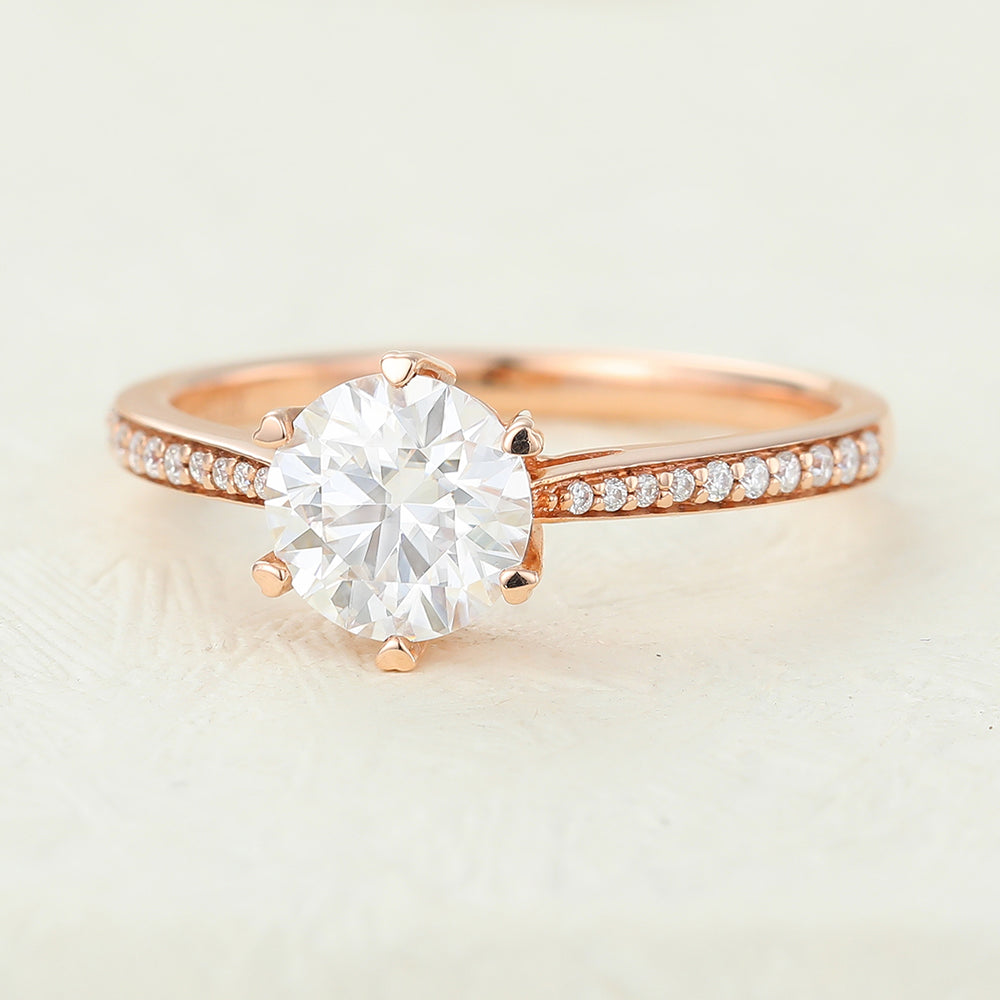 0.68 CT Round Pave Lab-Grown Diamond Engagement Ring